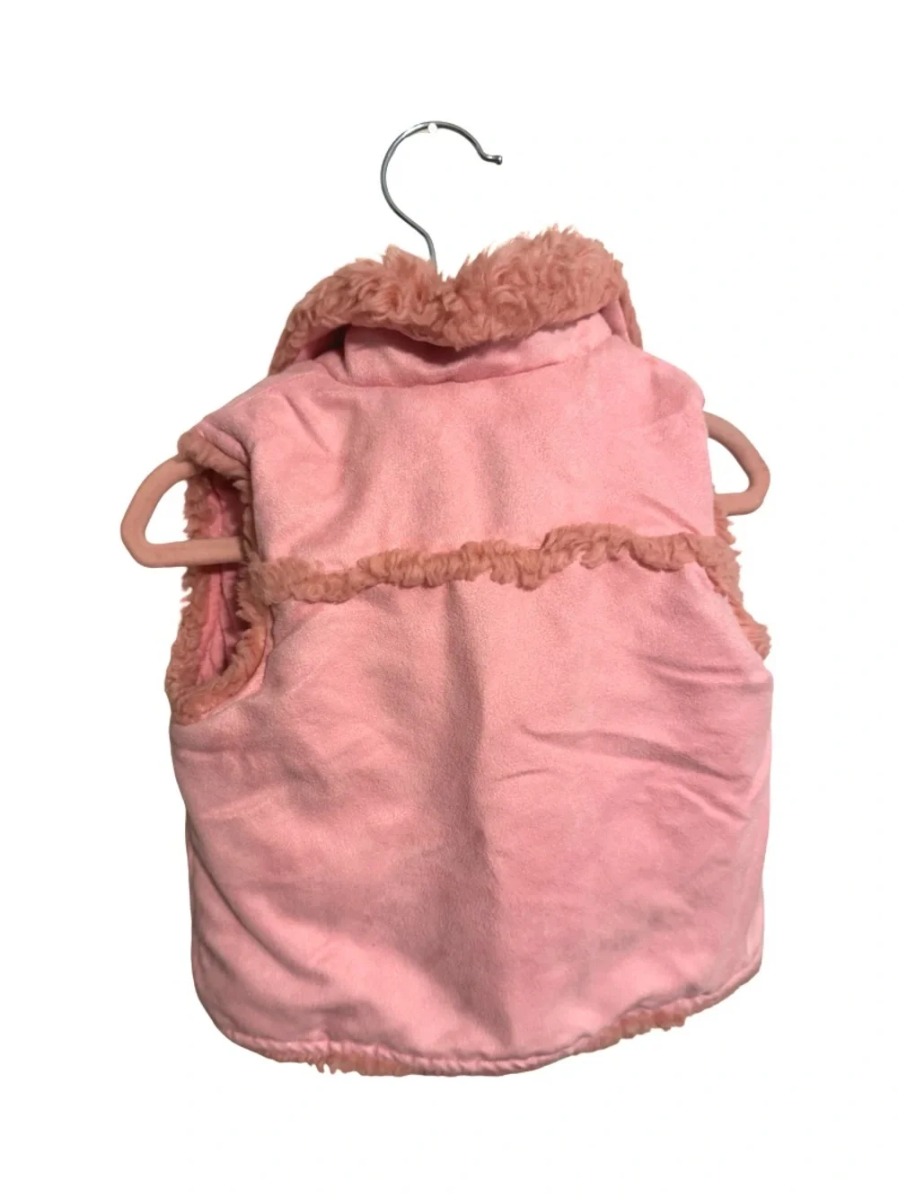 Koala Kids Pink Faux Fur Embroidered Flower Vest Baby Girls 12M Y2K Style